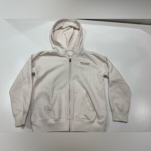 abercrombie kids cream zip-front hoodie with logo